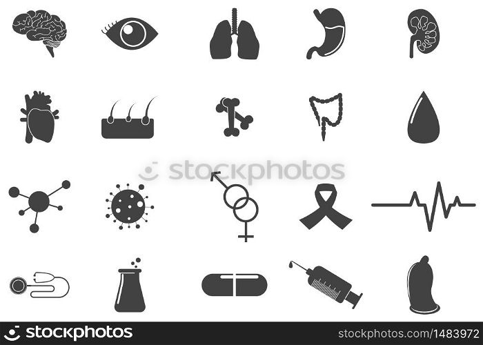 Set of medical and human organs icons elements. Health and medical concept. Vector illustration