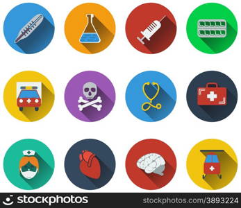 Set of medical icon in flat design. EPS 10 vector illustration with transparency.