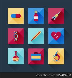 Set of medical icons in flat design style.