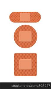 Set of medical patches for wound treatment, flat design.