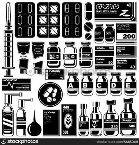 Set of medicament symbols.Vector illustration