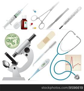 Set of medicine vector image