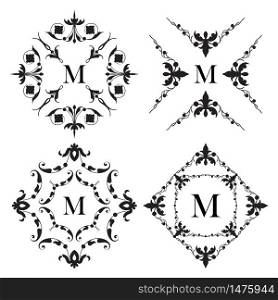 Set of medieval ornamental monograms, framework composition Vector illustration.. Set of medieval ornamental monograms, framework composition