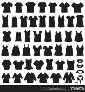 Set of men&rsquo;s and women&rsquo;s cardigans and wear. Hand drawing. Front. Different colors, vector illustration.