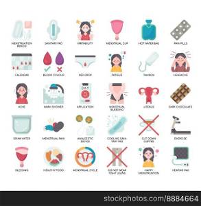 Set of Menstruation thin line icons for any web and app project.