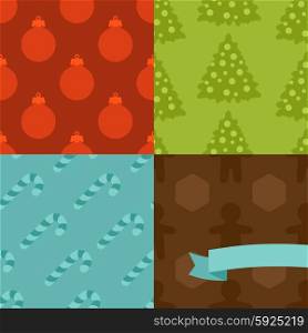 Set of Merry Christmas and Happy New Year seamless patterns. Set of Merry Christmas and Happy New Year seamless patterns.