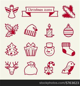 Set of Merry Christmas icons and objects.