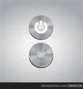 Set of Metal power buttons with white light vector.. Set of Metal power buttons with white light vector