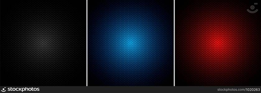 Set of metallic black, blue, red color background and texture. Vector illustration