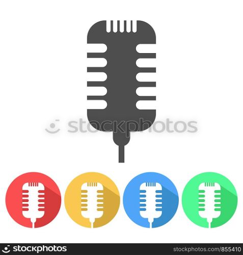 Set of microphone flat vector icon, stock vector