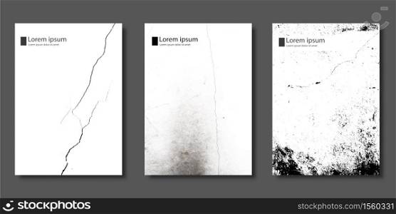 Set of Minimal covers design, Grunge vintage cracked wall with white background, Pattern of covers template set, Vector illustration