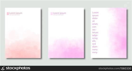 Set of Minimal covers design, Modern template with water color and gradient background, Pattern of covers template set, Vector illustration