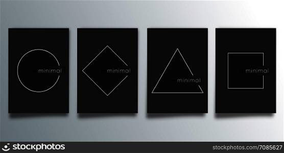 Set of minimal design cover with geometric figures for flyer, poster, brochure template, typography or other printing products. Vector illustration.. Set of minimal design cover with geometric figures for flyer, poster, brochure template, typography or other printing products