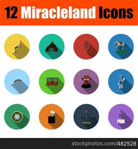 Set Of Miracleland Icons. Full Color Flat Design With Long Shadow. Vector illustration.
