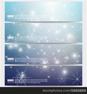Set of modern banners. Blue abstract winter background. Christmas vector style with snowflakes. Set of modern vector banners. Blue abstract winter background. Christmas vector style with snowflakes.
