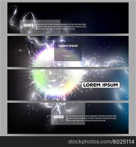 Set of modern banners. Electric lighting effect. Magic vector background with lightning. . Set of modern vector banners. Electric lighting effect. Magic vector background with lightning.