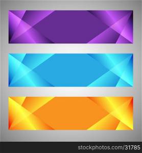 Set of modern banners with polygonal background, stock vector