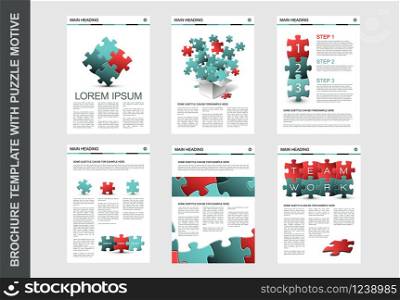 Set of modern brochure flyer design templates with puzzle elements. brochure flyer design template with puzzle