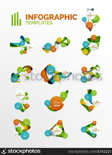 Set of modern business infographics. Shiny abstract geometric forms