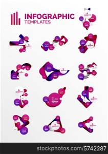 Set of modern business infographics. Shiny abstract geometric forms
