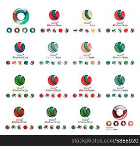 Set of modern circle, globe or sphere logo concept. Web branding, app icon design illustration