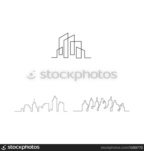 set of Modern City skyline . city silhouette. vector illustration in flat design