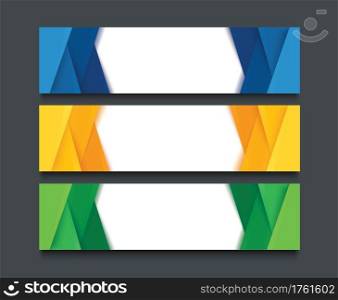 Set of modern colorful banner template. Blue, Orange and Green Banner design
