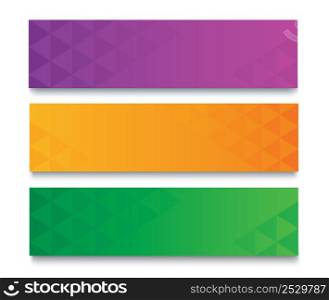 Set of modern colorful banner template. Purple, Green and Orange Banner