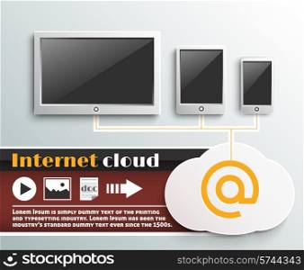Set of modern digital devices. Internet cloud