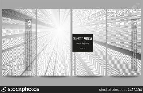 Set of modern flyers. Abstract lines background, simple abstract monochrome texture.