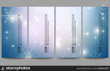 Set of modern flyers. Blue abstract winter background. Christmas vector style with snowflakes. Set of modern vector flyers. Blue abstract winter background. Christmas vector style with snowflakes.