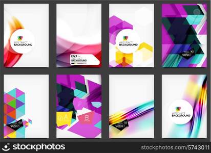 Set of modern flyers, brochures. Abstract backgrounds, online web presentation layouts
