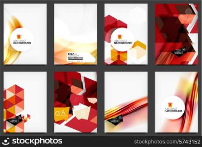 Set of modern flyers, brochures. Abstract backgrounds, online web presentation layouts