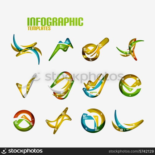 Set of modern fresh wave business infographics. Flowing wave shapes with sample numbers