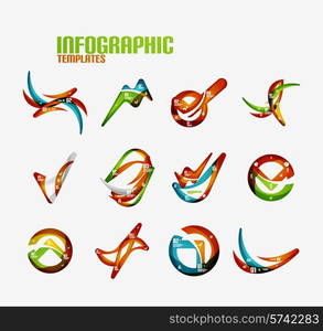 Set of modern fresh wave business infographics. Flowing wave shapes with sample numbers