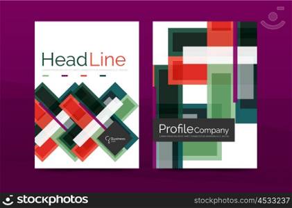 Set of modern geometric business annual report covers. Set of modern geometric business annual report covers. Vector abstract backgrounds
