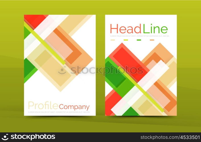 Set of modern geometric business annual report covers. Set of modern geometric business annual report covers. Vector abstract backgrounds