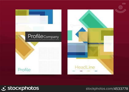 Set of modern geometric business annual report covers. Set of modern geometric business annual report covers. Vector abstract backgrounds