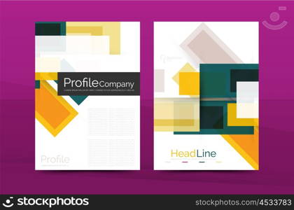 Set of modern geometric business annual report covers. Set of modern geometric business annual report covers. Vector abstract backgrounds