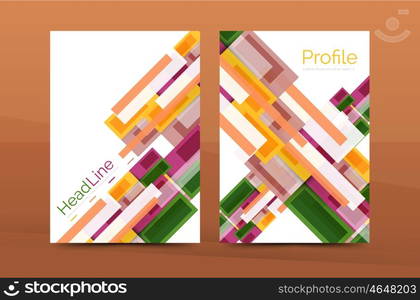 Set of modern geometric business annual report covers. Set of modern geometric business annual report covers. Vector abstract backgrounds