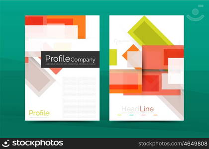 Set of modern geometric business annual report covers. Set of modern geometric business annual report covers. Vector abstract backgrounds