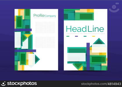 Set of modern geometric business annual report covers. Set of modern geometric business annual report covers. Vector abstract backgrounds