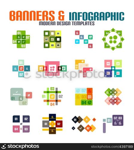 Set of modern geometrical banners and infographics