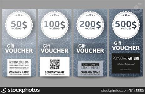 Set of modern gift voucher templates. Abstract floral business background, modern stylish vector texture.