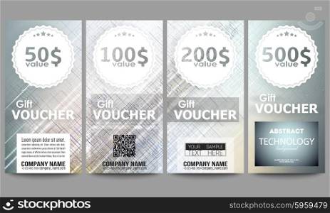 Set of modern gift voucher templates. Abstract science or technology vector background. Set of modern gift voucher templates. Abstract science or technology vector background.