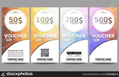 Set of modern gift voucher templates. Colorful design, abstract vector background.