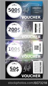 Set of modern gift voucher templates. Electric lighting effect. Magic vector background with lightning. Set of modern gift voucher templates. Electric lighting effect. Magic vector background with lightning.