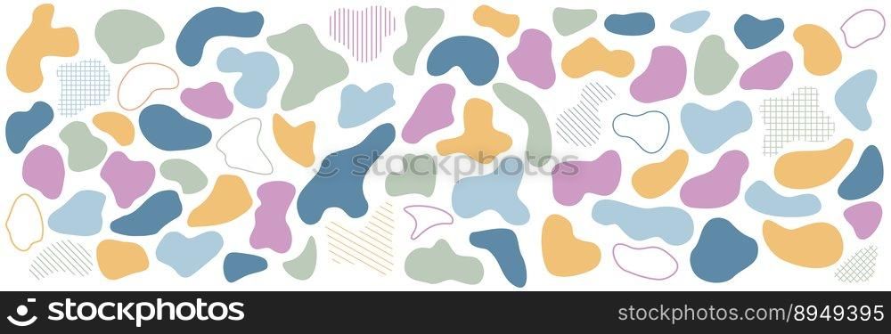 Set of modern graphic elements. Abstract blotch shape. Liquid shape elements. Abstract liquid shapes. Vector illustration. Set of modern graphic elements.