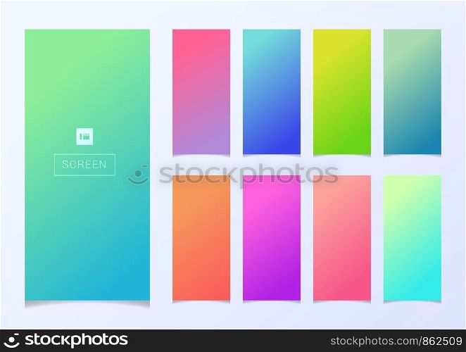 Set of modern smartphone screen gradient Soft color template design for wallpaper background. Vector illustration