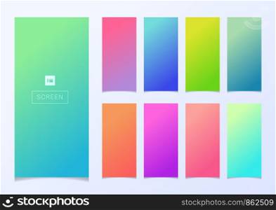 Set of modern smartphone screen gradient Soft color template design for wallpaper background. Vector illustration